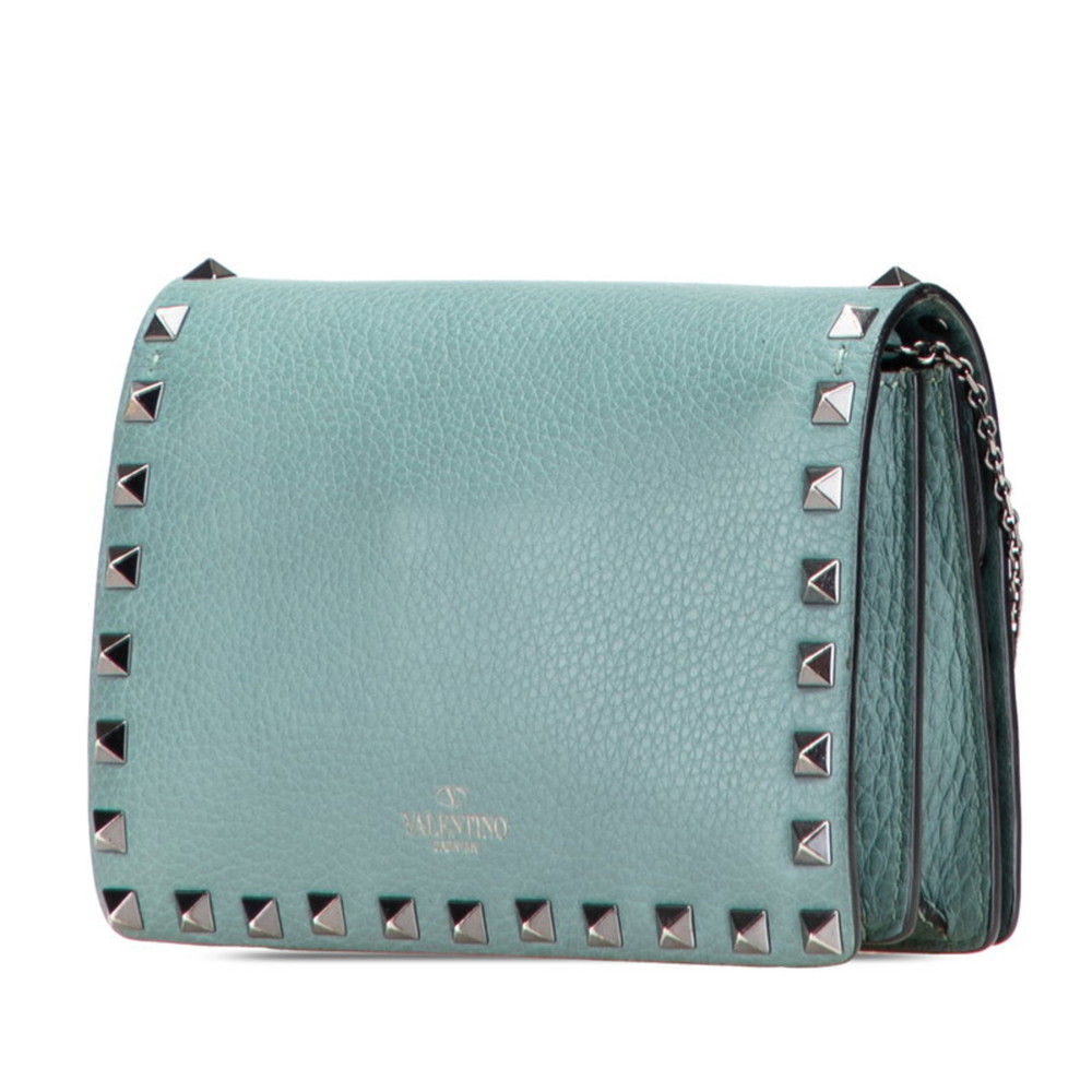 Valentino Rockstud Chain Shoulder Bag in Green Leather for Women. - Picture 2 of 10